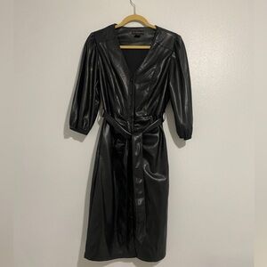 HOUSE OF HARLOW 1960 Belted Faux Leather
Dress With Pockets